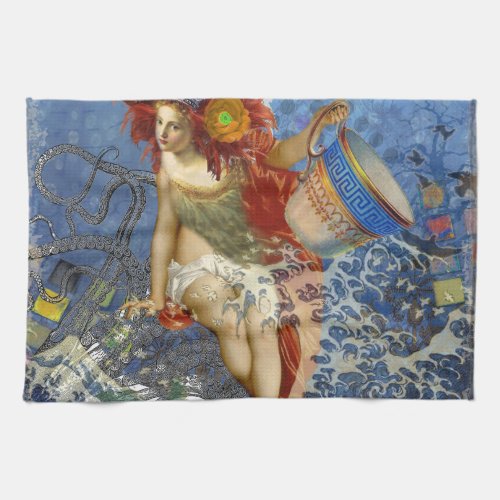 Aquarius Mermaid Gothic Blue Art Kitchen Towel