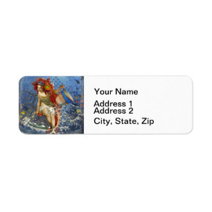 Aquarius Mermaid Gothic Blue Art Label