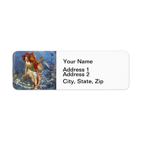 Aquarius Mermaid Gothic Blue Art Label