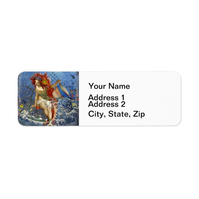 Aquarius Mermaid Gothic Blue Art Label (Front)