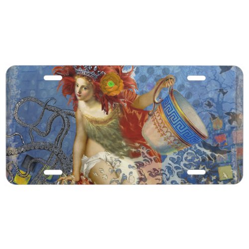 Aquarius Mermaid Gothic Blue Art License Plate
