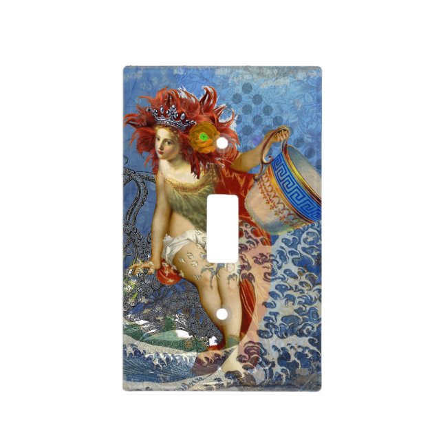Aquarius Mermaid Gothic Blue Art Light Switch Cover (Front)