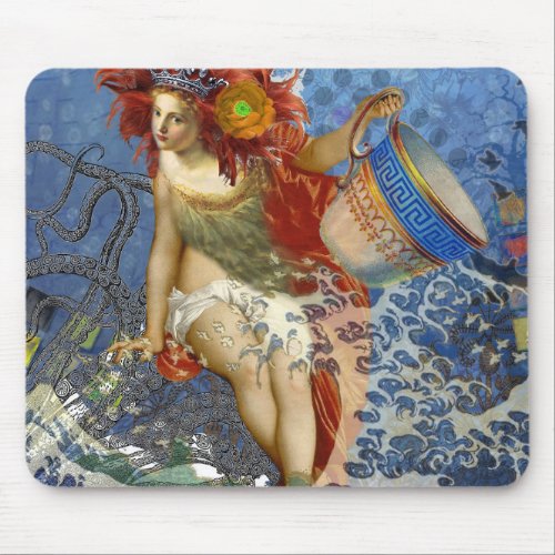 Aquarius Mermaid Gothic Blue Art Mouse Pad