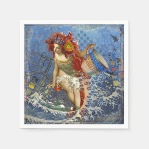 Aquarius Mermaid Gothic Blue Art Napkins
