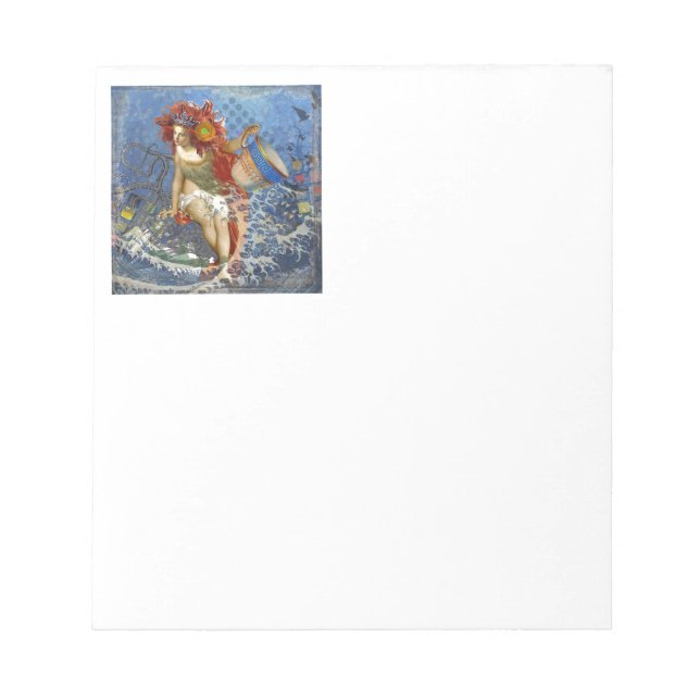 Aquarius Mermaid Gothic Blue Art Notepad (Front)