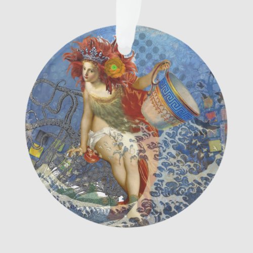 Aquarius Mermaid Gothic Blue Art Ornament