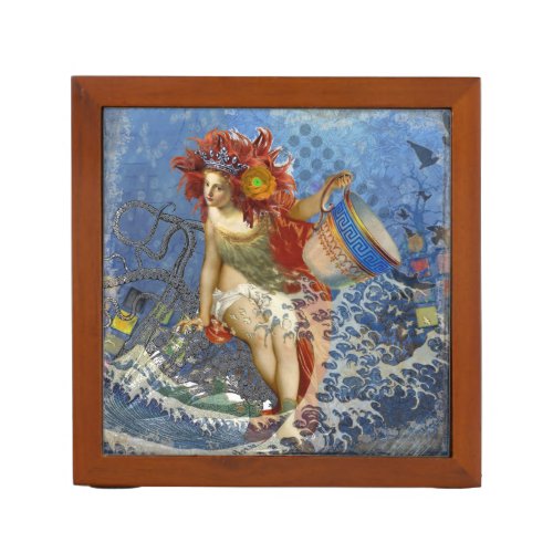 Aquarius Mermaid Gothic Blue Art Pencil Holder