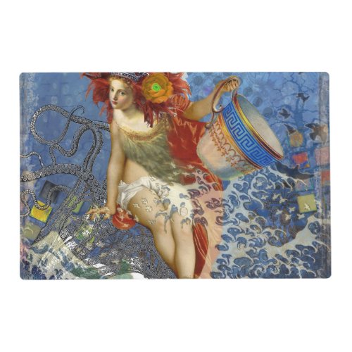 Aquarius Mermaid Gothic Blue Art Placemat