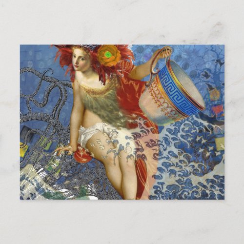 Aquarius Mermaid Gothic Blue Art Postcard