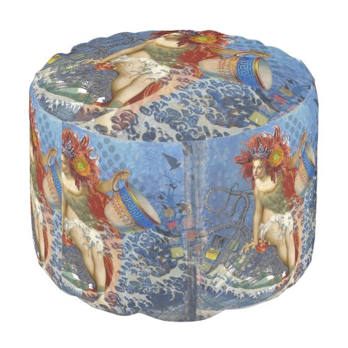 Aquarius Mermaid Gothic Blue Art Pouf