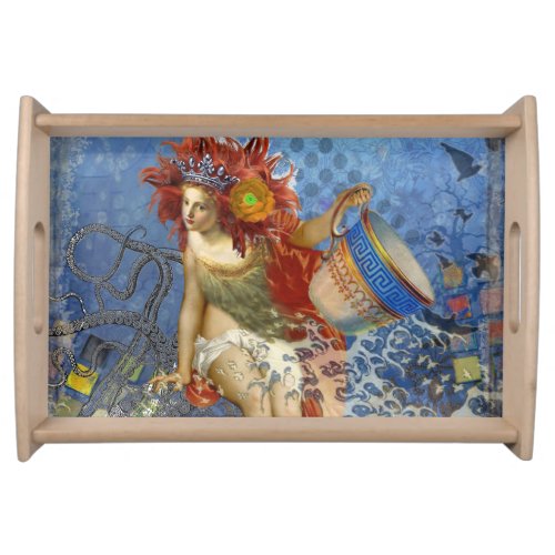 Aquarius Mermaid Gothic Blue Art Serving Tray