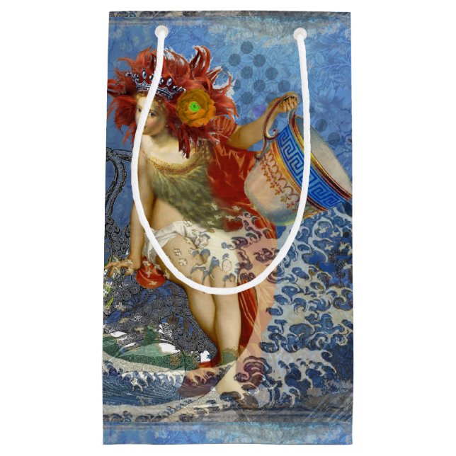 Aquarius Mermaid Gothic Blue Art Small Gift Bag (Front)
