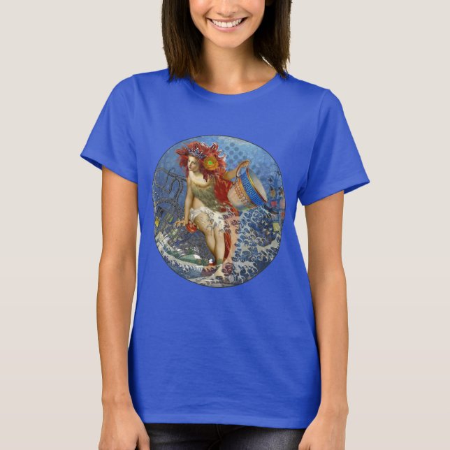 Aquarius Mermaid Gothic Blue Art T-Shirt (Front)
