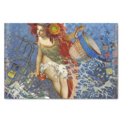 Aquarius Mermaid Gothic Blue Art Tissue Paper