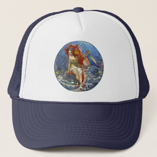 Aquarius Mermaid Gothic Blue Art Trucker Hat