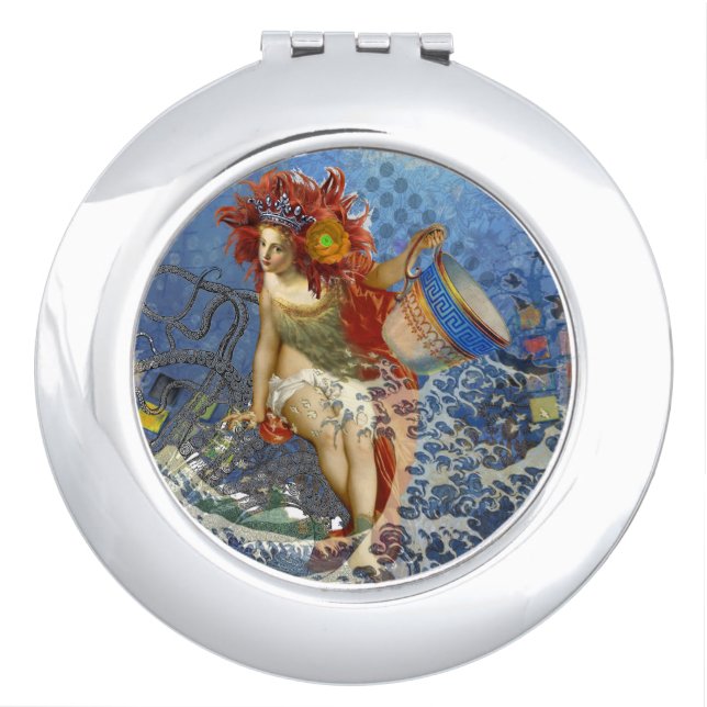 Aquarius Mermaid Gothic Blue Art Vanity Mirror (Front)