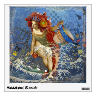 Aquarius Mermaid Gothic Blue Art Wall Sticker
