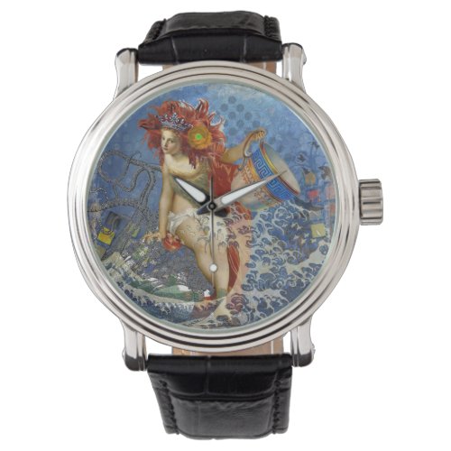 Aquarius Mermaid Gothic Blue Art Watch