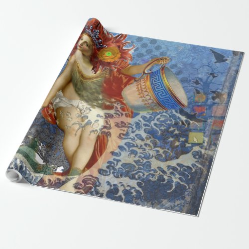 Aquarius Mermaid Gothic Blue Art Wrapping Paper