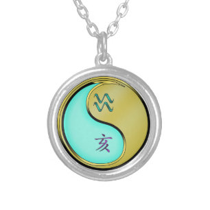 Aquarius & Metal Boar Silver Plated Necklace