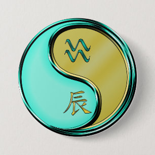 Aquarius & Metal Dragon Button