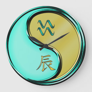 Aquarius & Metal Dragon Large Clock