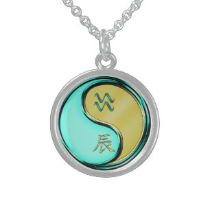 Aquarius & Metal Dragon Sterling Silver Necklace