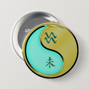 Aquarius & Metal Goat Button