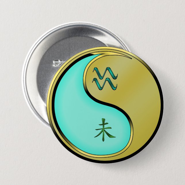 Aquarius & Metal Goat Button (Front & Back)