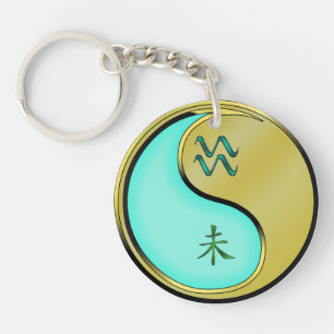 Aquarius & Metal Goat Keychain