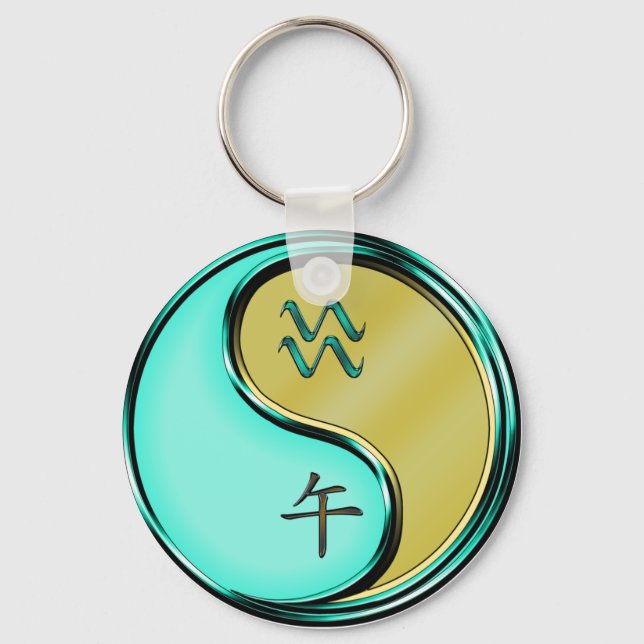 Aquarius & Metal Horse Keychain (Front)