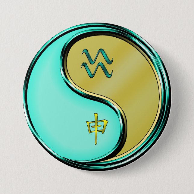 Aquarius & Metal Monkey Button (Front)