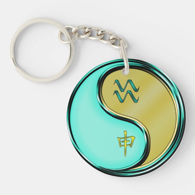 Aquarius & Metal Monkey Keychain (Front)