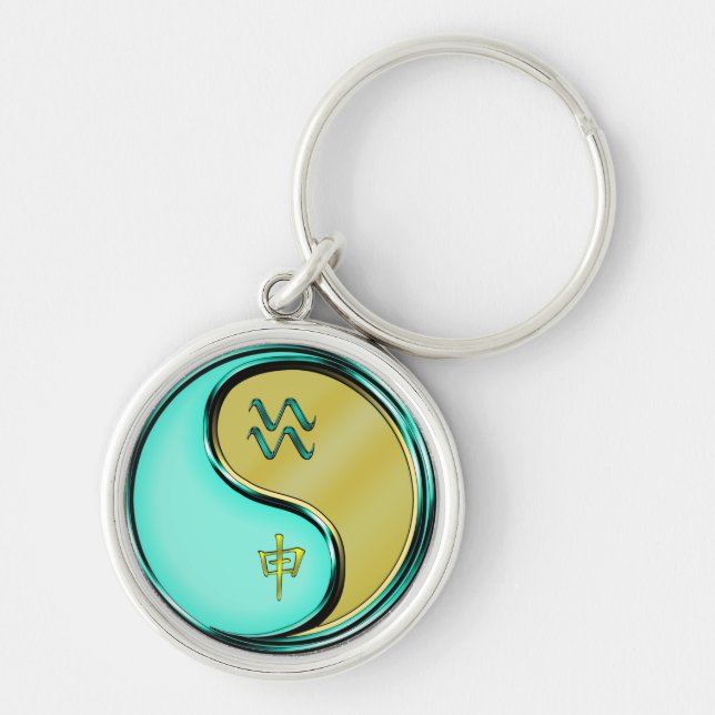 Aquarius & Metal Monkey Keychain (Front)