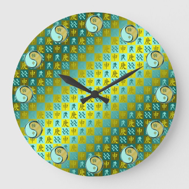 Aquarius & Metal Monkey Large Clock (Front)
