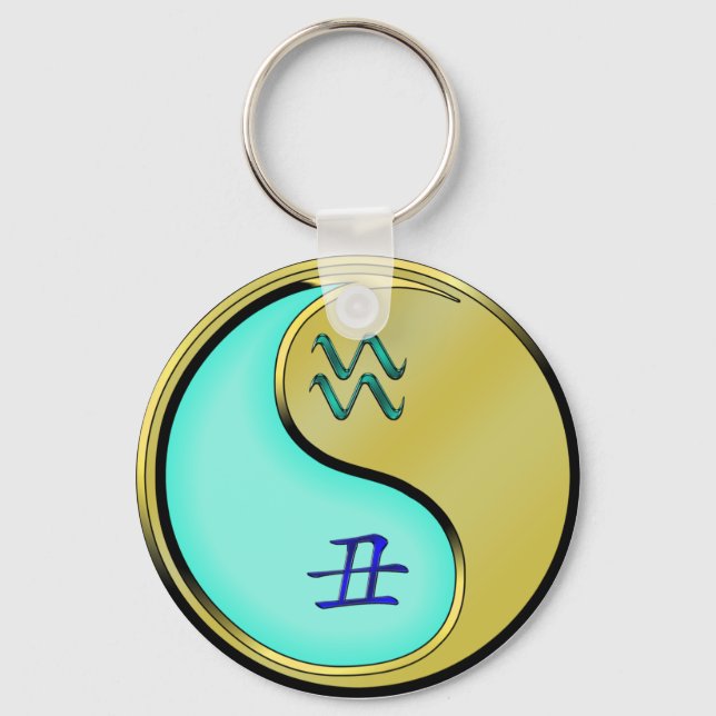 Aquarius & Metal Ox Keychain (Front)