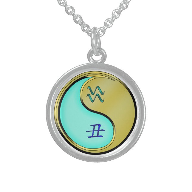 Aquarius & Metal Ox Sterling Silver Necklace (Front)