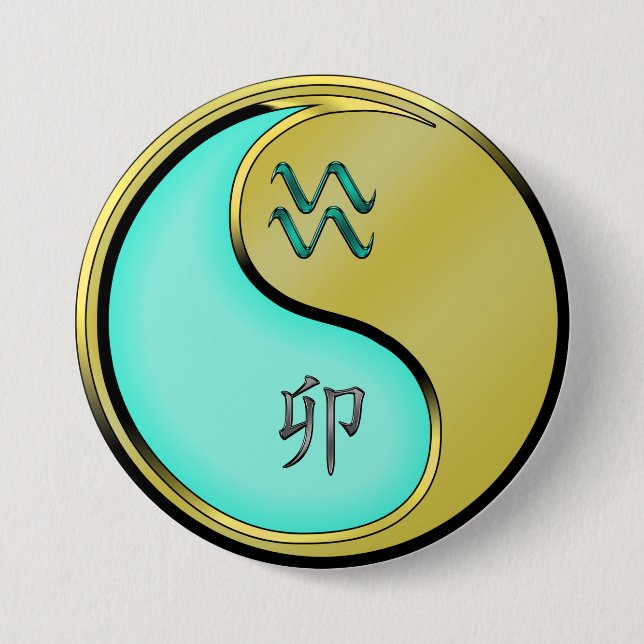 Aquarius & Metal Rabbit Button (Front)