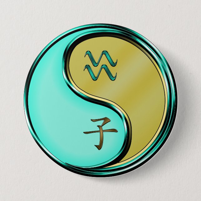 Aquarius & Metal Rat Button (Front)