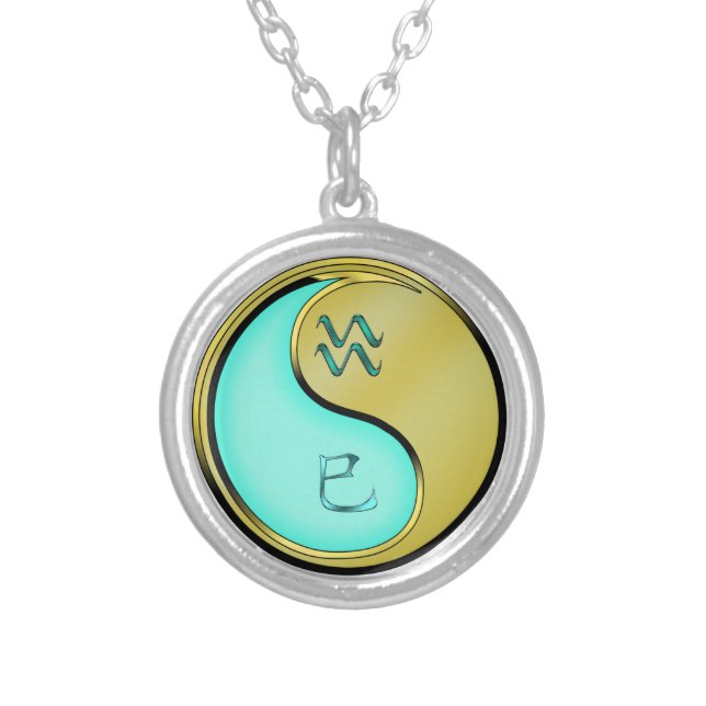 Aquarius & Metal Snake Silver Plated Necklace (Front)