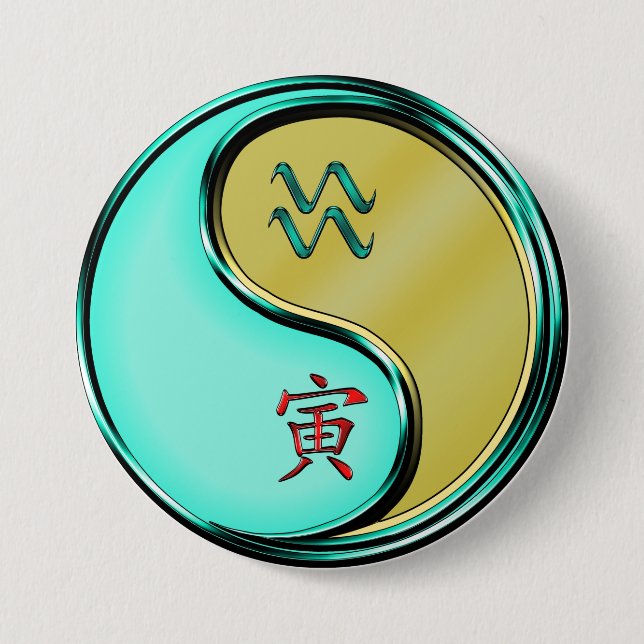 Aquarius & Metal Tiger Button (Front)