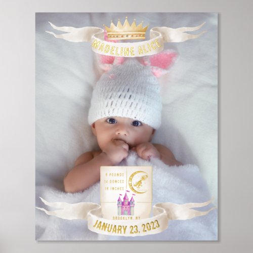 Aquarius Newborn Baby Name Photo Stats Gold Foil Prints