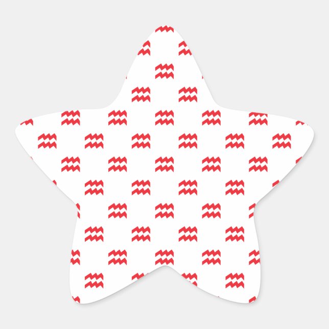 Aquarius Pattern Red Star Sticker (Front)