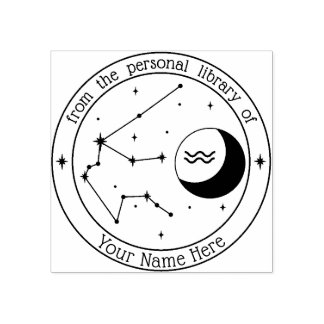 Aquarius Personalized Zodiac Book Stamp
