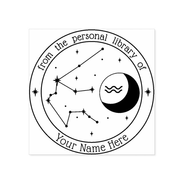 Aquarius Personalized Zodiac Book Stamp (Imprint)