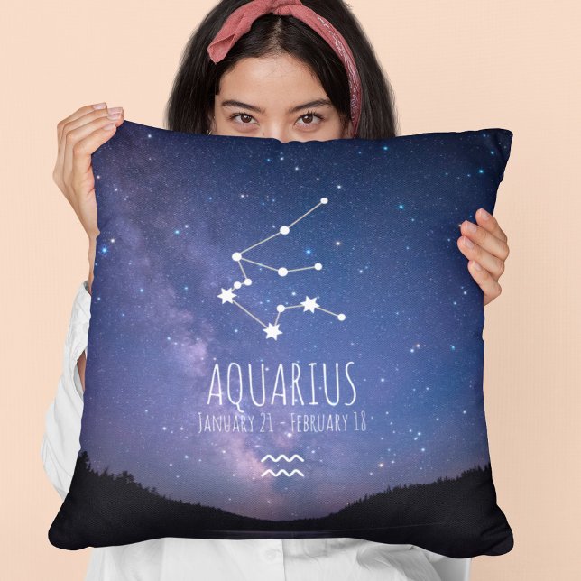 Aquarius | Personalized Zodiac Constellation Throw Pillow (Creator Uploaded)