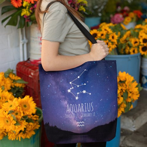 Aquarius  Personalized Zodiac Constellation Tote Bag