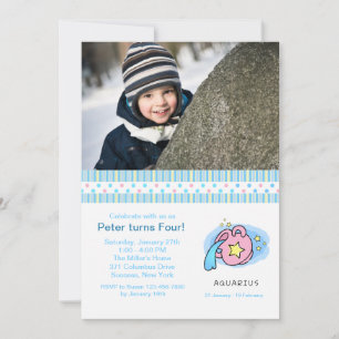Aquarius Photo Birthday Party Invitation