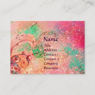 AQUARIUS ,pink,fuchsia,green,yellow gold sparkles Business Card