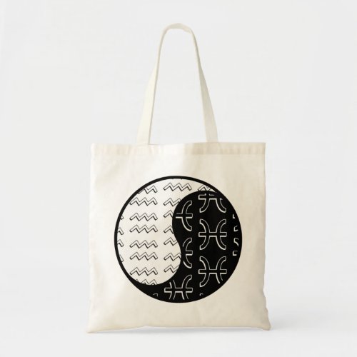 Aquarius Pisces yin yang zodiac couple Tote Bag